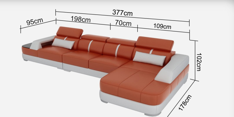Ledersofa Polster Sitz Eck Sofa Garnitur Wohnlandschaft Wohnzimmer
