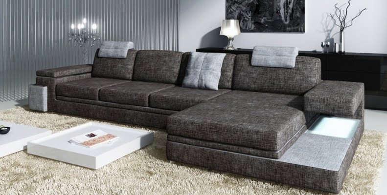Design Ledersofa Sofa Couch Polster Wohnlandschaft Garnitur Eck Textil