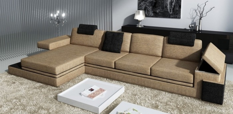 Design Ledersofa Sofa Couch Polster Garnitur Wohnlandschaft Eck Textil