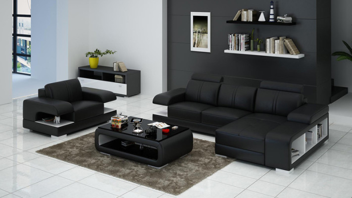 Ledersofa Couch Wohnlandschaft Ecksofa Sessel Garnitur Modern Sofa Neu G8028E