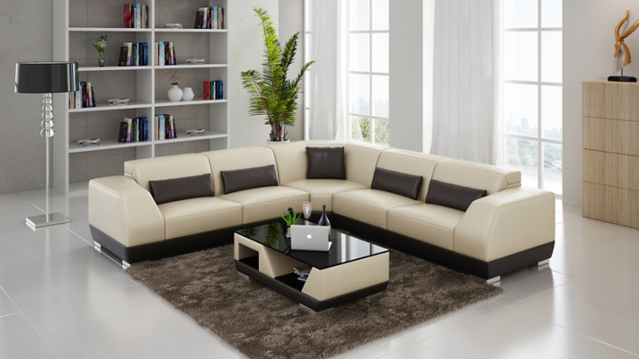Ledersofa Couch Wohnlandschaft Sofa Ecksofa Eck Garnitur Modern Design