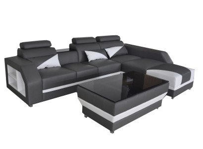 Leder Eck Sofa Couch Garnitur Ecke Sofas Couchen Polster Wohnlandschaft