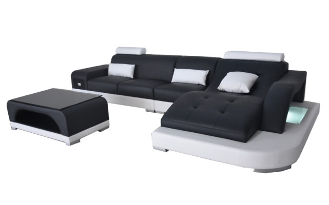 Leder Eck Sofa Couch Wohnlandschaft Luxus Garnitur Ecke Sofas Couchen