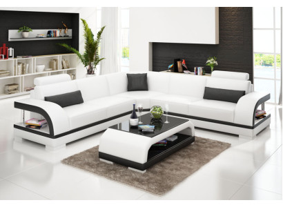 Ledersofa Couch Wohnlandschaft Ecksofa Eck Garnitur Design Modern Sofa G8011B
