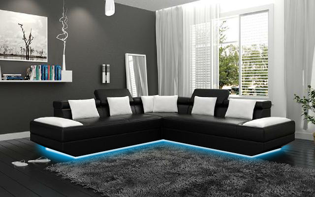 Wohnlandschaft Polster Ecke Eck Sofa Couch Garnitur Landschaft Leder Neu - 2719B