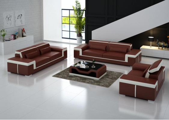 Sofagarnitur 3+2 Sitzer Leder Sofa Couch Polster Garnitur Sofagarnitur G8020D