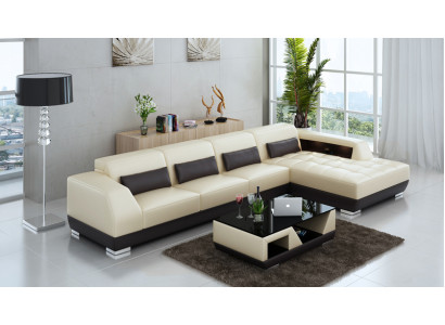 Ledersofa Couch Wohnlandschaft Ecksofa Eck Garnitur Design Modern Sofa G8024C