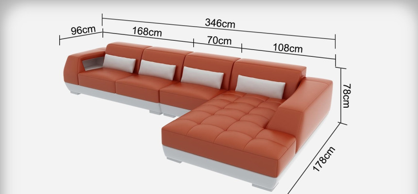 Ledersofa Couch Wohnlandschaft Ecksofa Eck Garnitur Design Modern Sofa G8024C