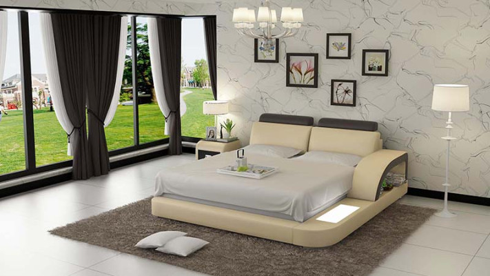 Luxus Bett Beleuchtung Lederbett Betten Sofa Big Ehe Polster 140/160/180 cm