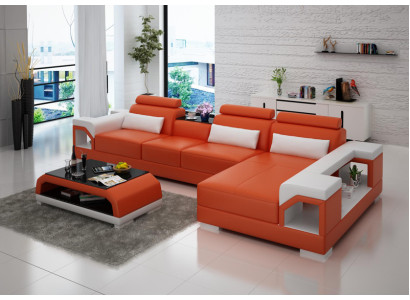 Ledersofa Couch Wohnlandschaft Ecksofa Eck Garnitur Design Modern Sofa G8010C