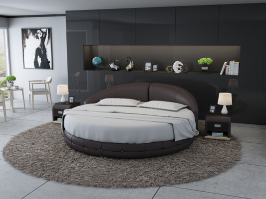 Rundbett Design Bett Polsterbett Designerbett Polster Round XXL Luxus King Size