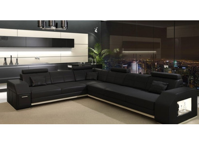 Ecksofa Ledersofa Sofa Couch Polster Sitz Ecke Garnitur Wohnlandschaft Ebern S