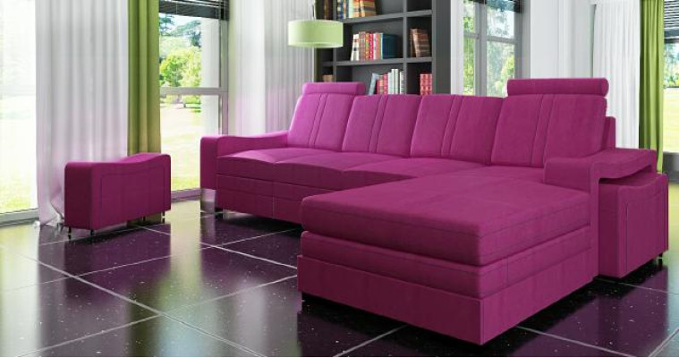 Ecksofa Textil Stoff Leder Polster Sofas Couch Garnitur Wohnlandschaft FRANCO L