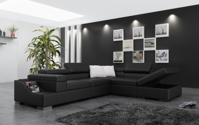 Ledersofa Sofa Couch Modern Wohnlandschaft Ecksofa Eck Design Garnitur