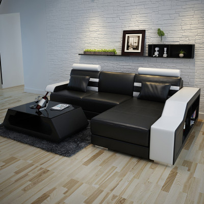Ledersofa Couch Wohnlandschaft Ecksofa Eck Garnitur Design Modern Sofa L6016E