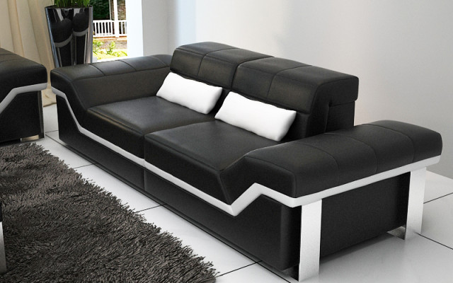 Ledersofa Sofa Couch Wohnlandschaft 3+3 Garnitur Design Modern Sofas Neu