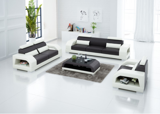 Ledersofa Couch Wohnlandschaft 3+2+1 Sitzer Garnitur Design Modern Sofa G8001D