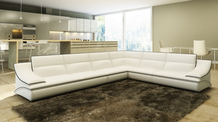 Ledersofa Couch Wohnlandschaft Ecksofa Eck Sofa Garnitur Design Modern