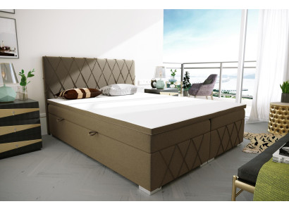 Boxspring Bett Hotel Doppel Samt Luxus Betten Polster Bettkasten Funktion Braun