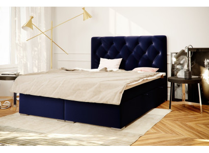 Boxspring Bett Hotel Doppel Blau Textil Luxus Betten Polster Bettkasten Funktion