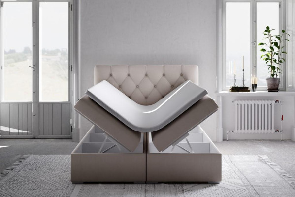 Boxspring Bett Hotel Doppel Leder Luxus Betten Polster Bettkasten Funktion Neu