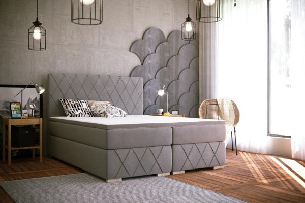 Boxspring Bett Komplett Set Matratze & Topper Luxus Polster 180x200cm Betten Neu