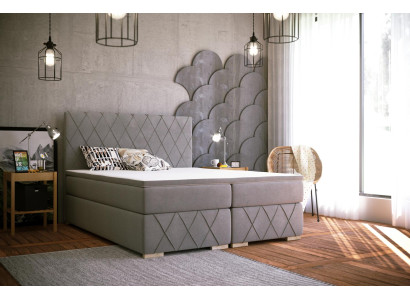 Boxspring Bett Komplett Set Matratze & Topper Luxus Polster 180x200cm Betten Neu