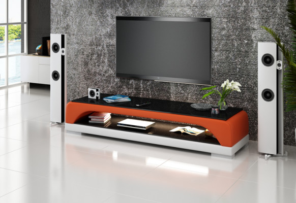 RTV TV Sideboard Leder Glas Tisch Fernseh Schrank Tisch Designer Dekor