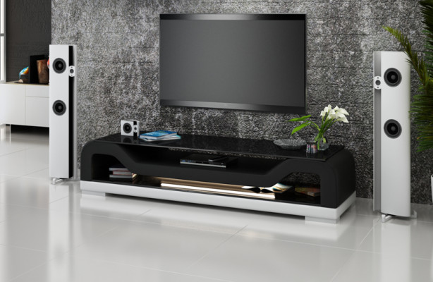 RTV TV Sideboard Leder Glas Tisch Fernseh Dekor Schrank Tisch Designer