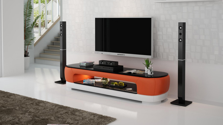 RTV TV Sideboard Dekor Leder Glas Tisch Fernseh Schrank Tisch Designer
