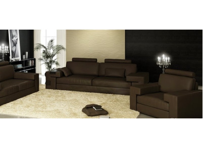 Ledersofa Sofagarnitur 3+2+1 Couch Sitz Polster Sofa Garnitur Set Nassau Braun