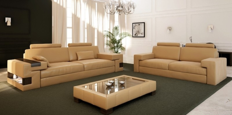 Ledersofa Sofagarnitur 3+2+1 Couch Sitz Polster Sofa Garnitur Set Nassau Braun