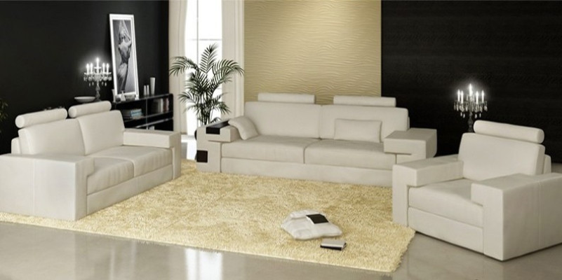 Ledersofa Sofagarnitur 3+2+1 Couch Sitz Polster Sofa Garnitur Set Nassau Braun