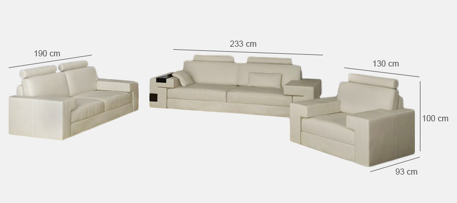 Ledersofa Sofagarnitur 3+2+1 Couch Sitz Polster Sofa Garnitur Set Nassau Braun