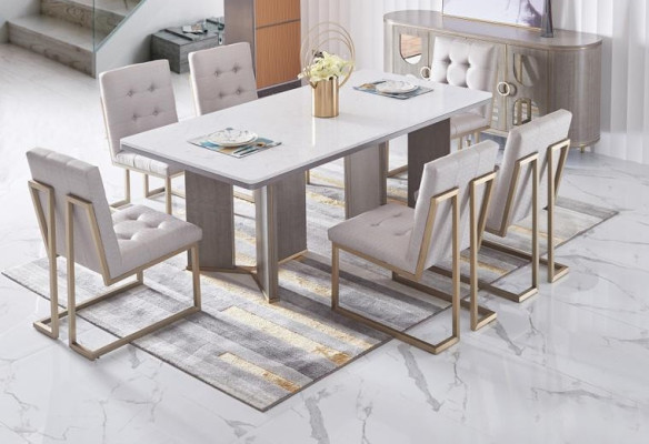 Tisch Set Garnitur Esstisch 6 Stühle Luxus Stil Möbel 8tlg Stuhl Gruppe