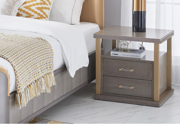 Bett Nachttisch 4 tlg. Schlafzimmer Set Design Modern Luxus Betten Gruppe Leder