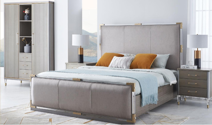 Klassisches 3 tlg. Schlafzimmer Set Klassisches Bett + Nachttisch Doppelbett