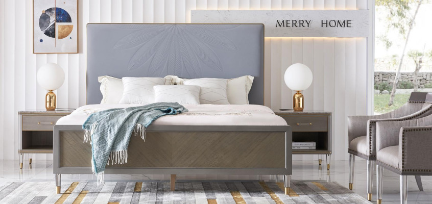 Bett 2x Nachttisch 3 tlg. Schlafzimmer Set Design Deko Modern Luxus Betten