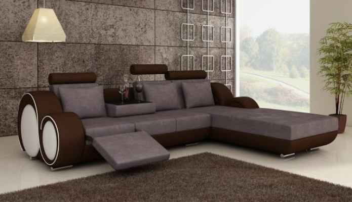 Ecksofa Sofa Couch Polster Wohnlandschaft Leder Eck Sofas Garnitur Neu Madrid II