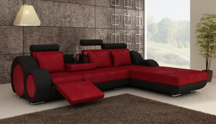 Ecksofa Sofa Couch Polster Wohnlandschaft Leder Eck Sofas Garnitur Neu Madrid II