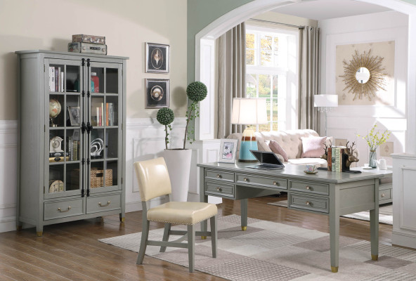 Büro Set Einrichtung Landhaus Schreibtisch Stuhl Aktenschrank Regal Tisch 3 tlg.