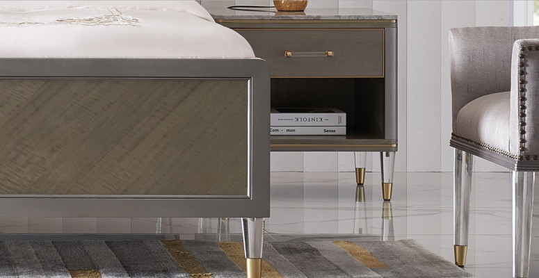 Leder Bett Doppelbett Grau 180x200 Betten Polster Luxus Doppeltes