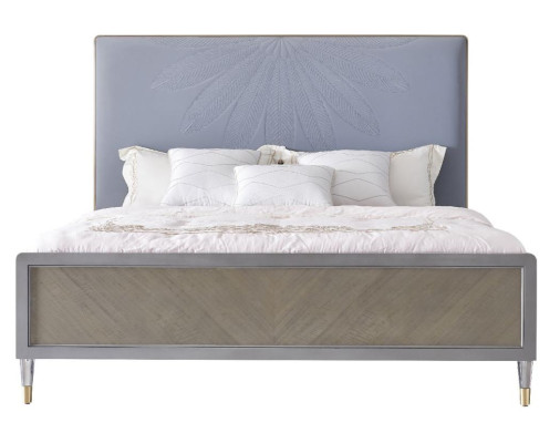 Leder Bett Doppelbett Grau 180x200 Betten Polster Luxus Doppeltes