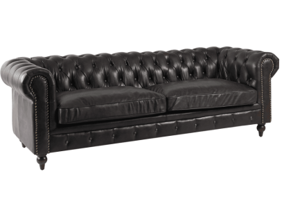 Cheterfield Sofa 3 Sitzer Modern Leder-Fibre Echtholz Luxus Klassisch Stil Möbel
