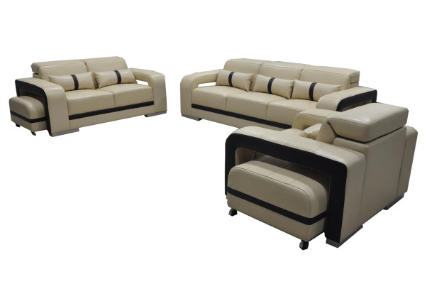 Sofa Leder Couch Polster Garnitur 3+2+1 Sitz Komplett Set Design Neu