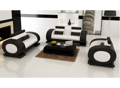 Ledersofa Moderne Couch Wohnlandschaft 3+2+1 Sitzer Garnitur Design Sofa mit USB