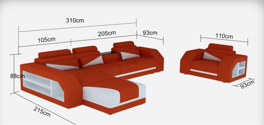 Ledersofa Couch Wohnlandschaft Ecksofa L Form Design Modern Sofa Neu G8018F