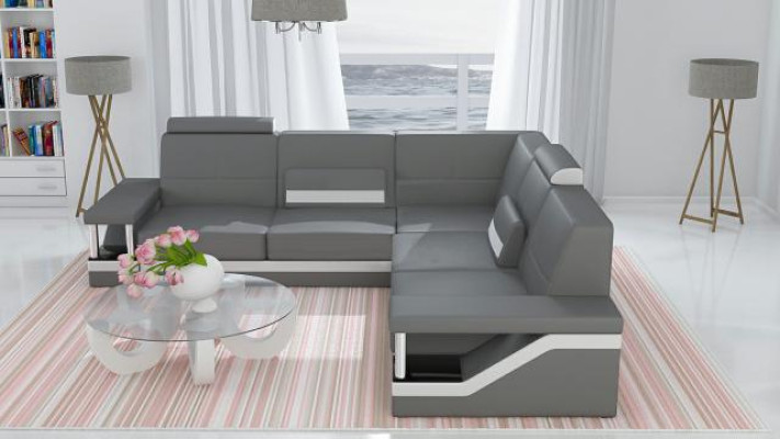 Ledersofa Eckcouch Sofa Couch Poster Eckgarnitur Sofas Stoff Leder Garnitur Neu