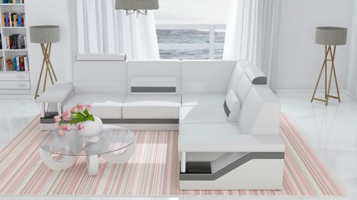 Ledersofa Eckcouch Sofa Couch Poster Eckgarnitur Sofas Stoff Leder Garnitur Neu