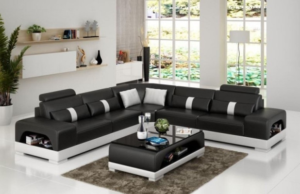 Designer Wohnlandschaft Ecksofa Sofa Couch Big L Form XXL Sitz Garnitur Sandberg